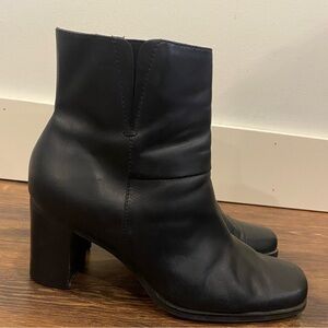 square toe leather ankle boots
